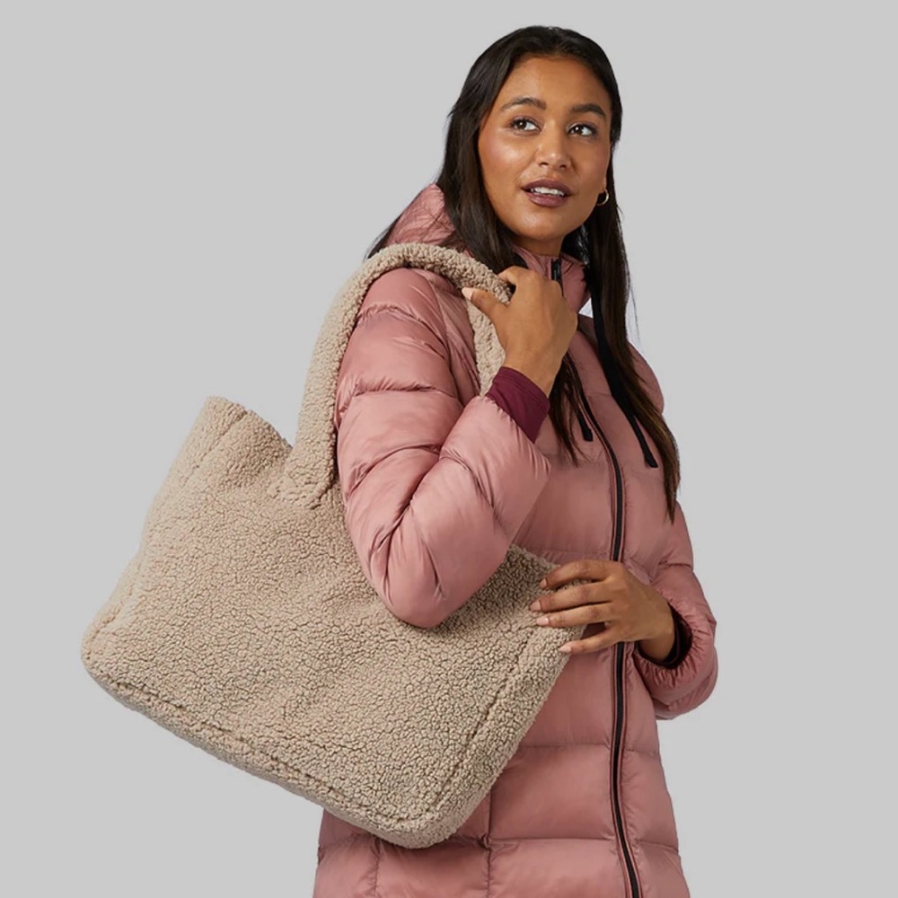 32 Degrees Cozy Sherpa Tote bag teddy🧸 soft fabric mocha meringue color NIP